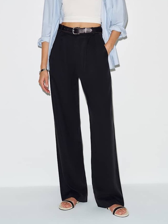 Reformation Pants - Reformation Mason Power Pant Black Tencel Wide Leg Trouser Size 4